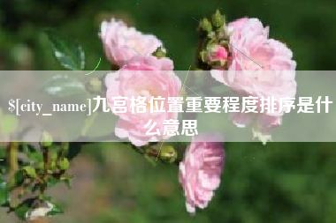 桂平九宫格位置重要程度排序是什么意思